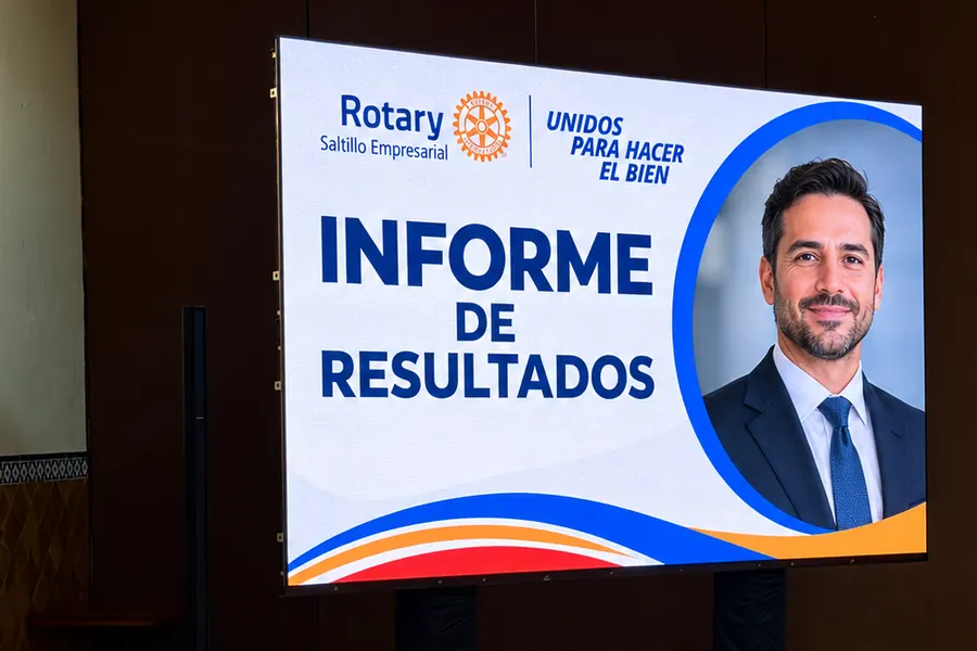 Pantalla LED y equipo de audio montados para un evento empresarial